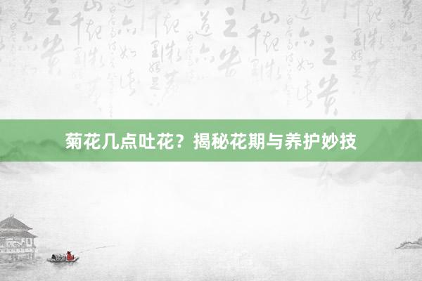 菊花几点吐花？揭秘花期与养护妙技
